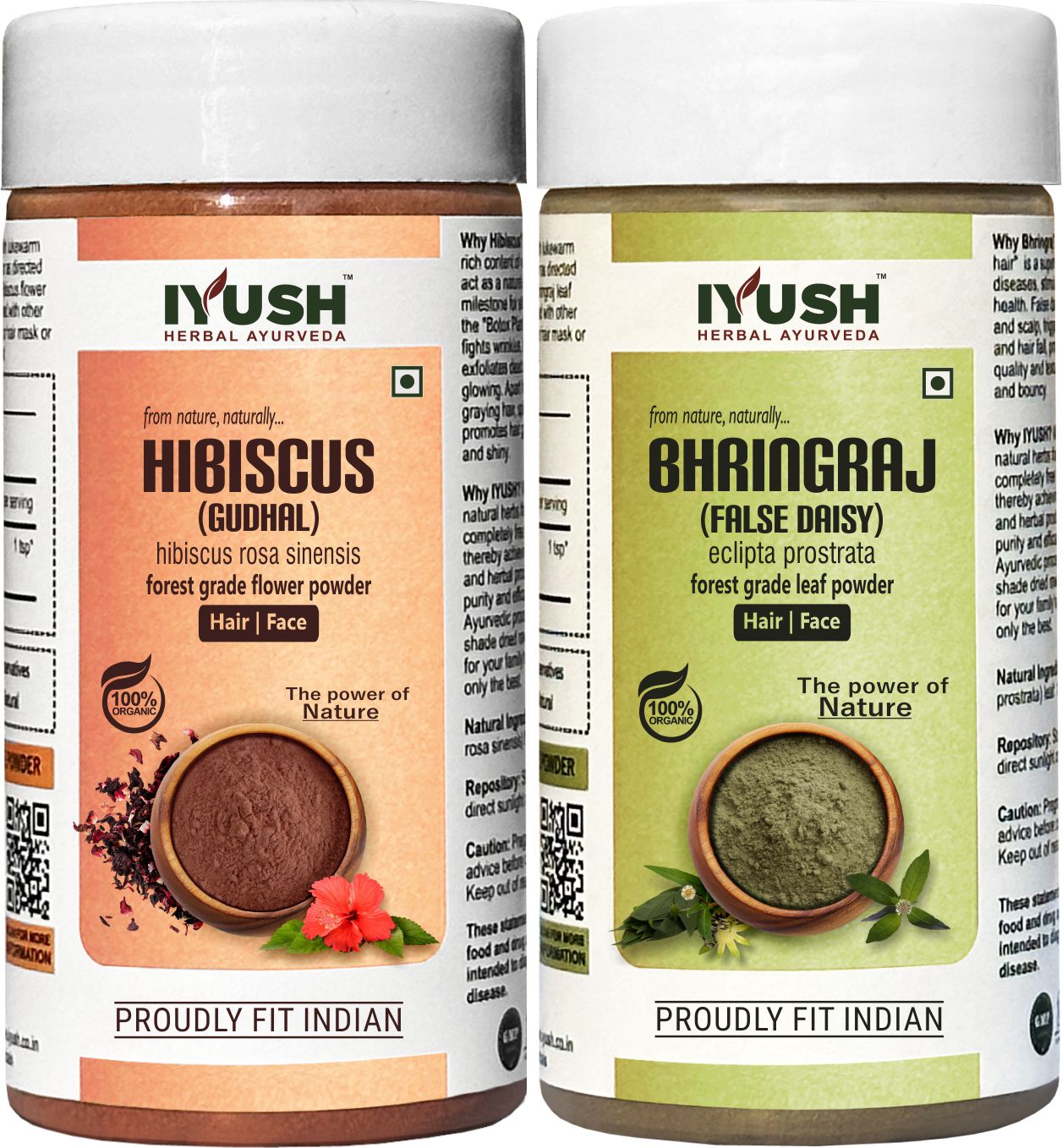 Premium Bhringraj and Hibiscus Powder for Holistic Hair and Skin Wellness – Pack of 2, 100gm Each