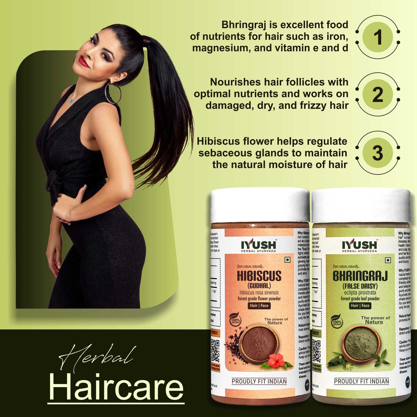 Premium Bhringraj and Hibiscus Powder for Holistic Hair and Skin Wellness – Pack of 2, 100gm Each