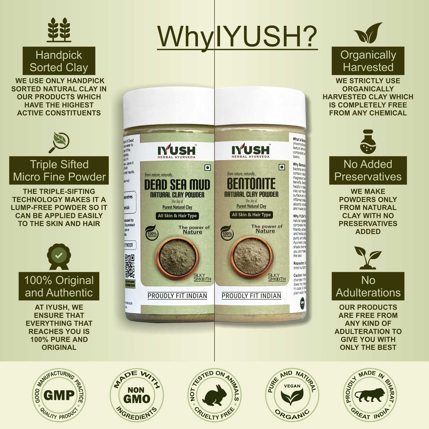 Premium Bentonite and Dead Sea Mud Clay Powder for Holistic Skin and Hair Wellness – Pack of 2, 150gm Each