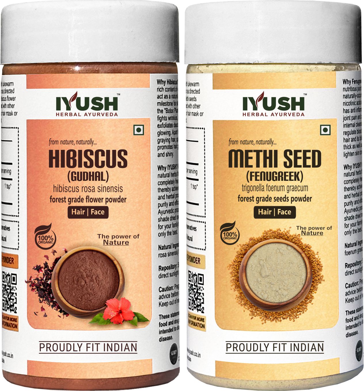 Premium Methi Seed and Hibiscus Flower Powder for Holistic Hair and Skin Wellness – Pack of 2, 100gm Each