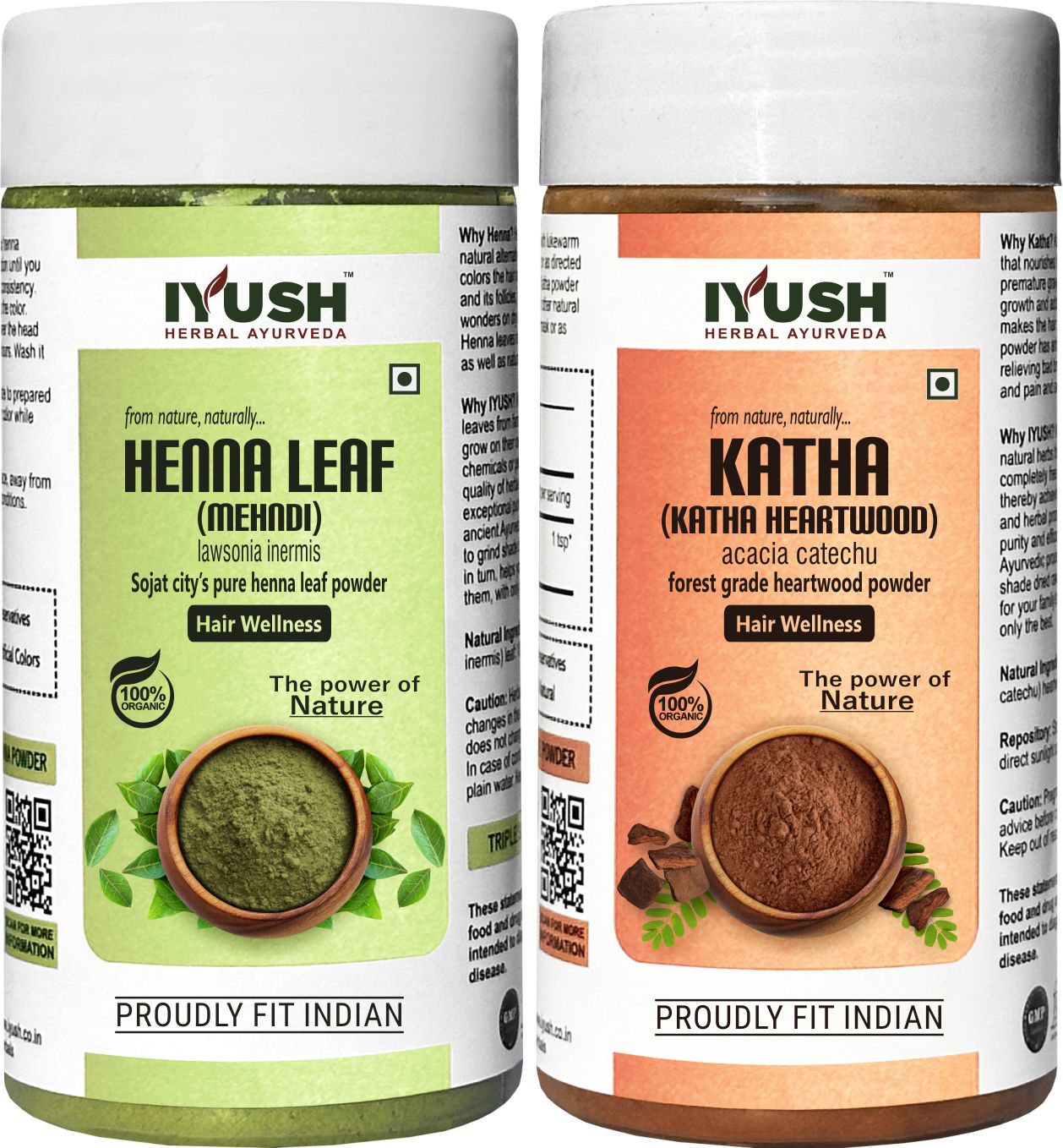 Sojat City’s Pure Henna Leaves and Katha Powder for Holistic Hair Wellness – Pack of 2, 100gm Each