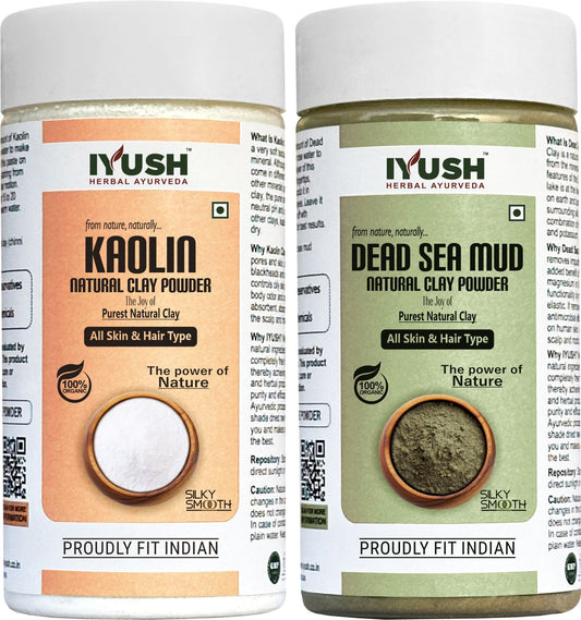 Premium Dead Sea Mud and Kaolin Clay Powder for Holistic Skin and Hair Wellness – Pack of 2, 150gm + 100gm