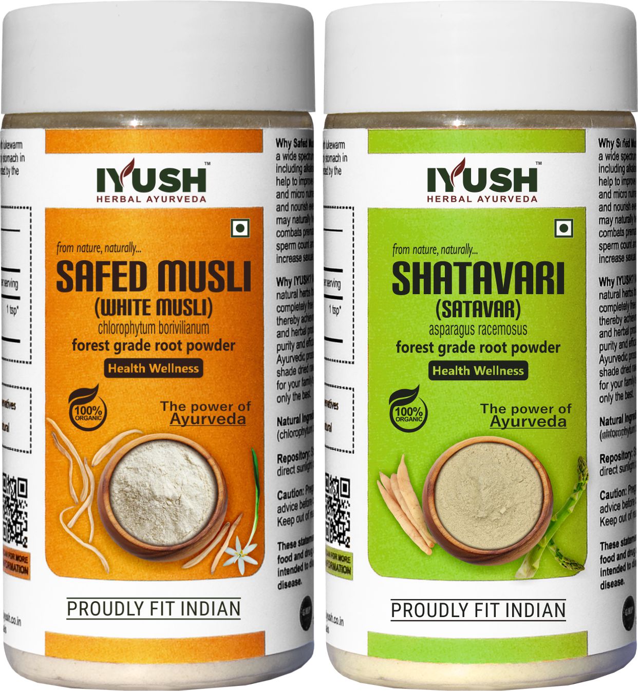 Premium Safed Musli and Shatavari Root Powder for Holistic Health Wellness – Pack of 2, 100gm Each