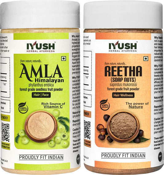 Premium Himalayan Amla Fruit and Reetha Fruit Powder for Holistic Hair Wellness – Pack of 2, 100gm Each