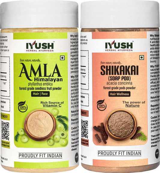 Premium Himalayan Amla Fruit and Shikakai Powder for Holistic Hair and Skin Wellness – Pack of 2, 100gm Each