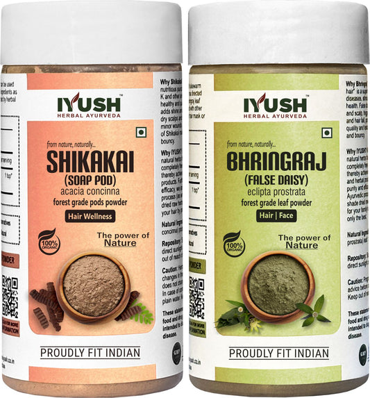 Premium Bhringraj and Shikakai Powder for Holistic Hair and Skin Wellness – Pack of 2, 100gm Each