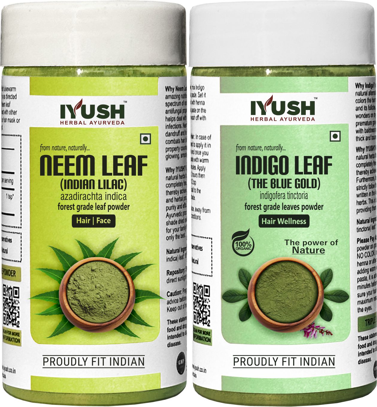 Premium Neem and Indigo Leaves Powder for Holistic Hair Wellness – Pack of 2, 100gm Each