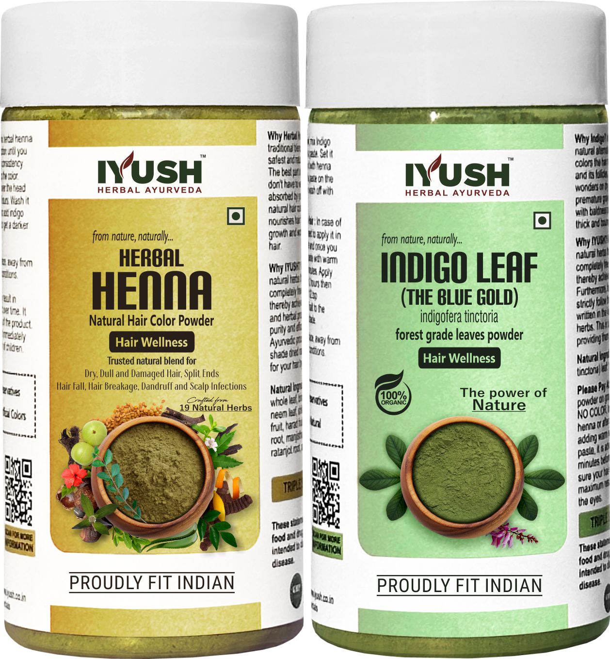 Premium Herbal Henna and Indigo Leaf Powder for Holistic Hair Wellness – Pack of 2, 100gm Each