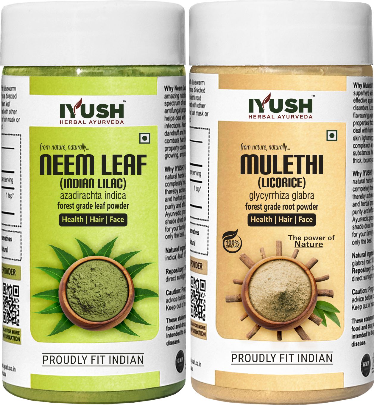 Premium Mulethi and Neem Leaf Powder for Holistic Hair and Skin Wellness – Pack of 2, 100gm Each