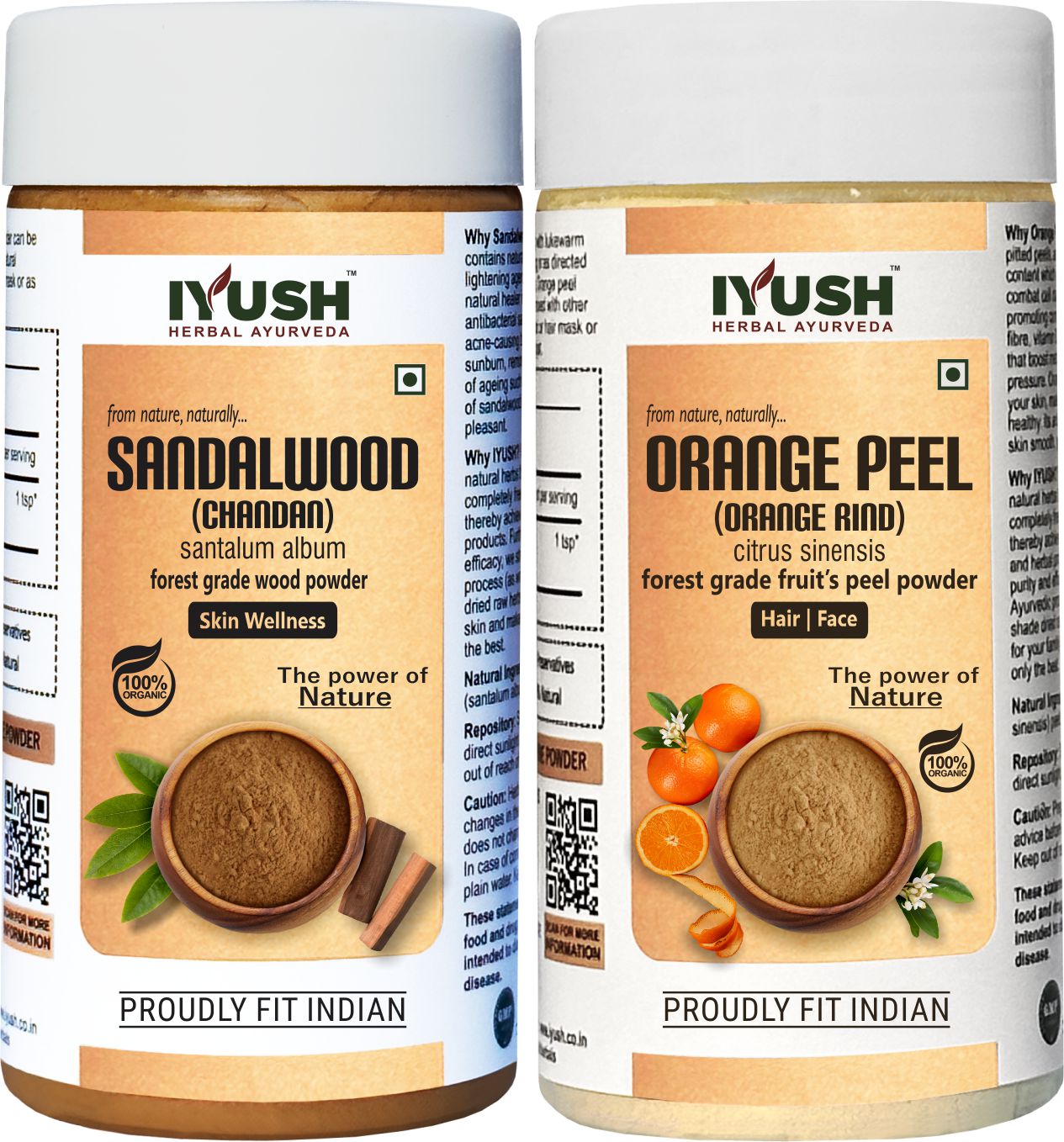 Premium Orange Peel and Sandalwood Powder for Holistic Skin and Hair Wellness – Pack of 2, 100gm Each