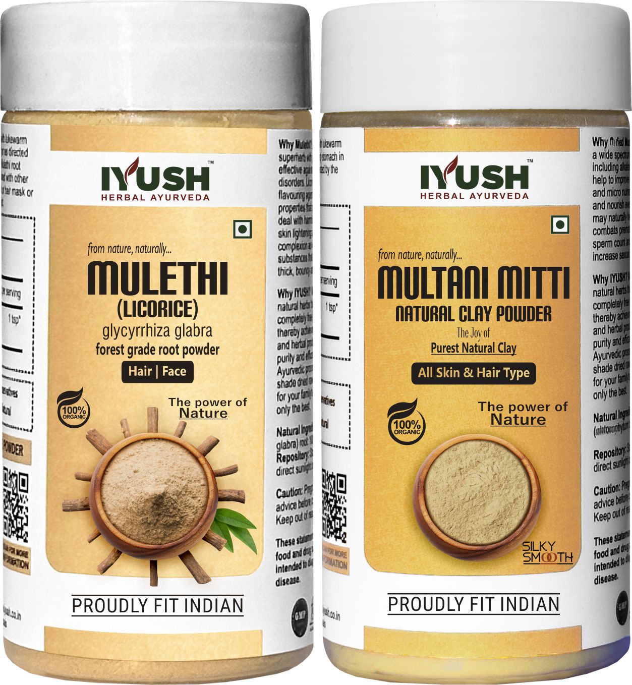 Premium Mulethi and Multani Mitti Powder for Holistic Skin and Hair Wellness – Pack of 2, 100gm + 150gm