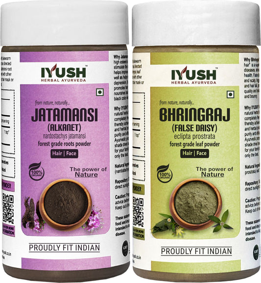 Premium Jatamansi and Bhringraj Powder for Holistic Hair and Skin Wellness – Pack of 2, 100gm Each