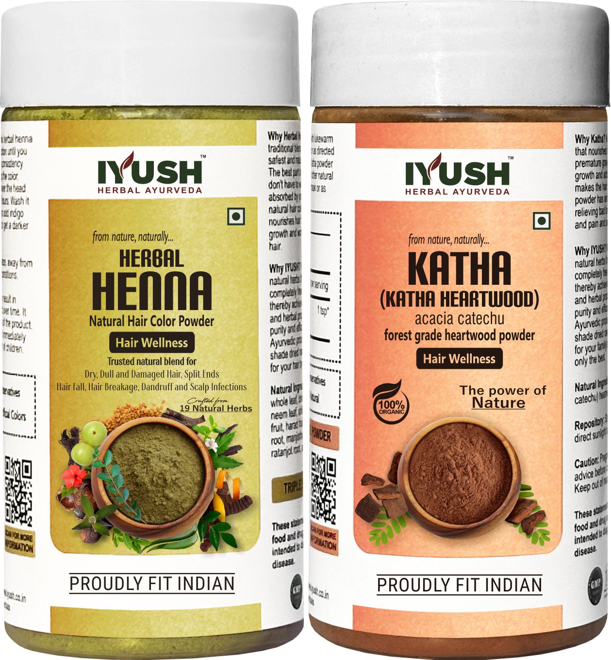 Sojat City’s Pure Henna Leaves and Katha Powder for Holistic Hair Wellness – Pack of 2, 100gm Each