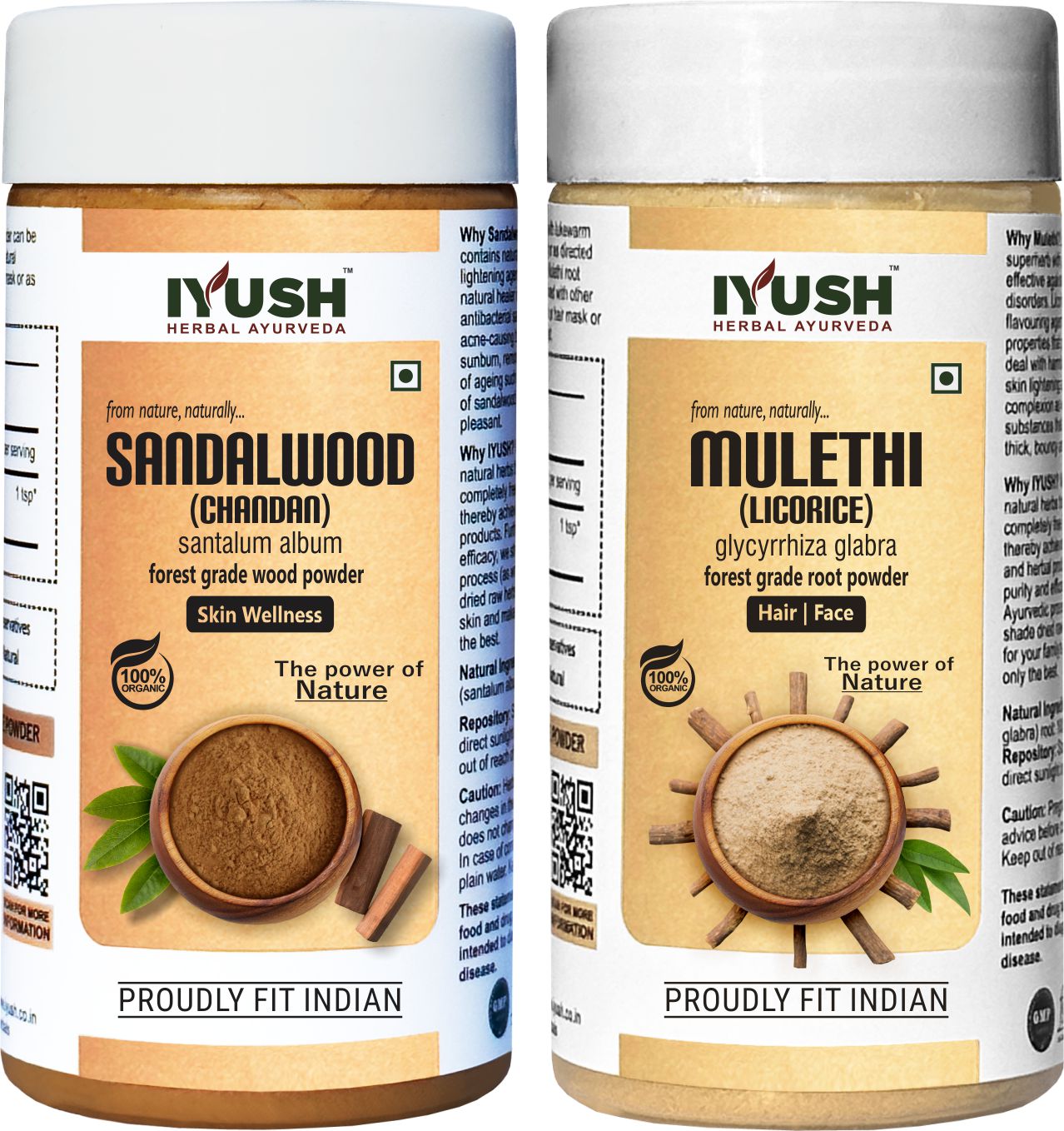 Premium Mulethi and Sandalwood Powder for Holistic Skin and Hair Wellness – Pack of 2, 100gm Each