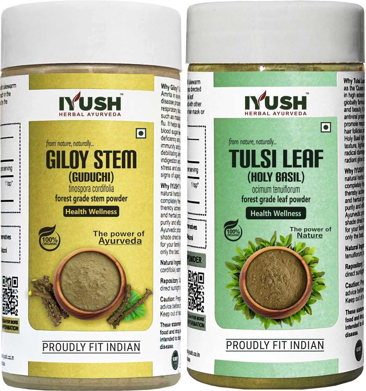 Premium Giloy Stem and Tulsi Leaf Powder for Holistic Health Wellness