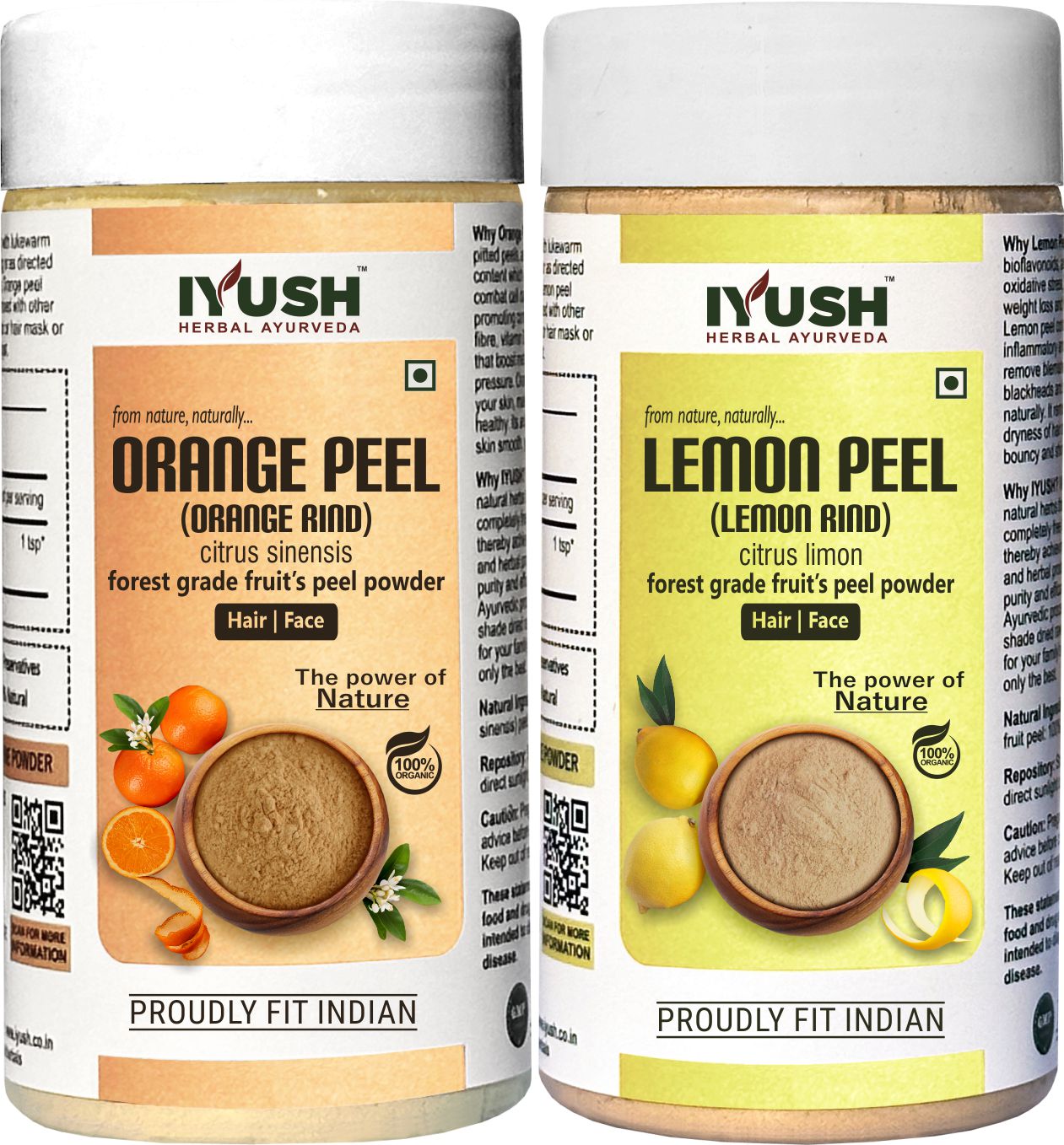 Premium Lemon and Orange Peel Powder for Holistic Skin and Hair Wellness – Pack of 2, 100gm Each