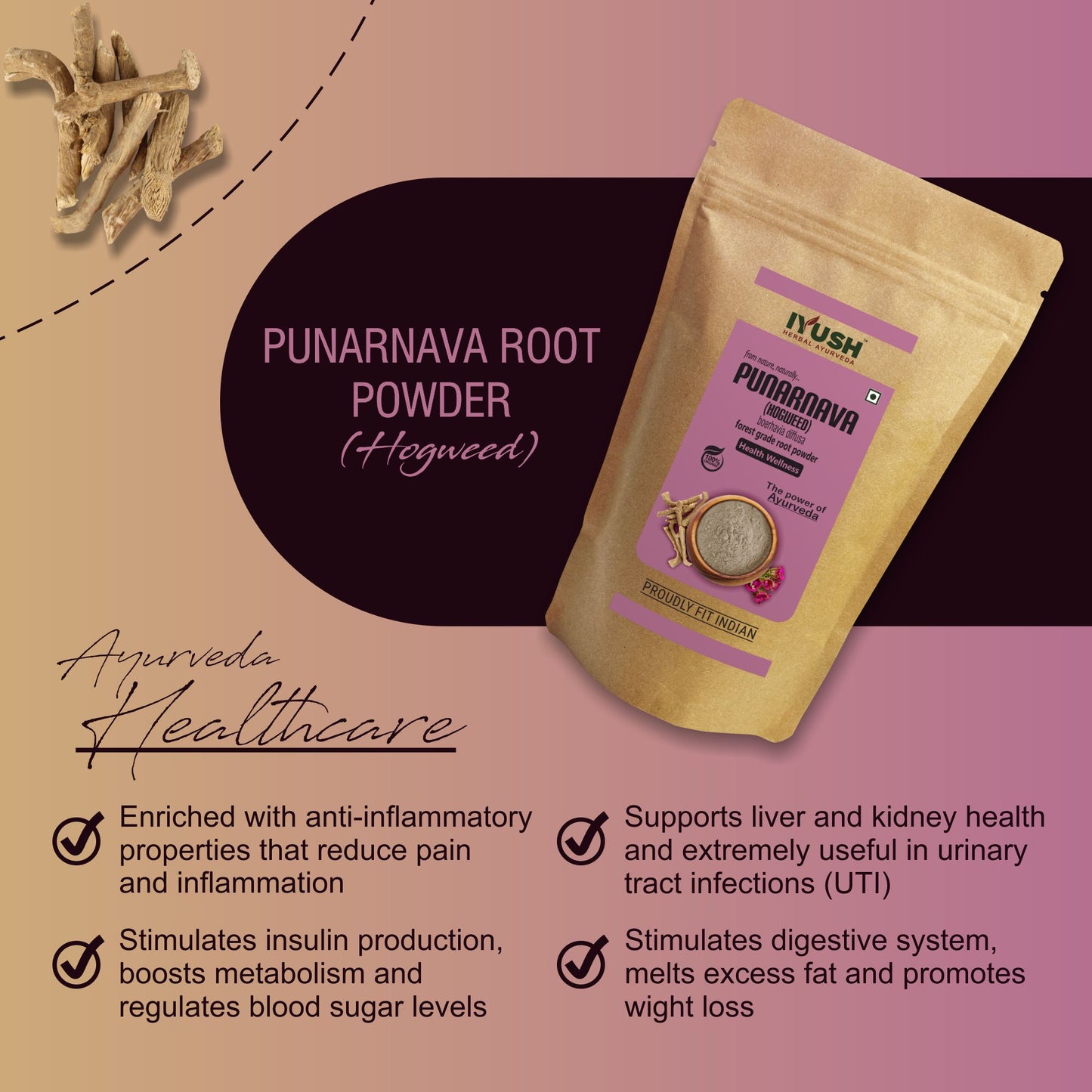 Pure Punarnava Root Powder