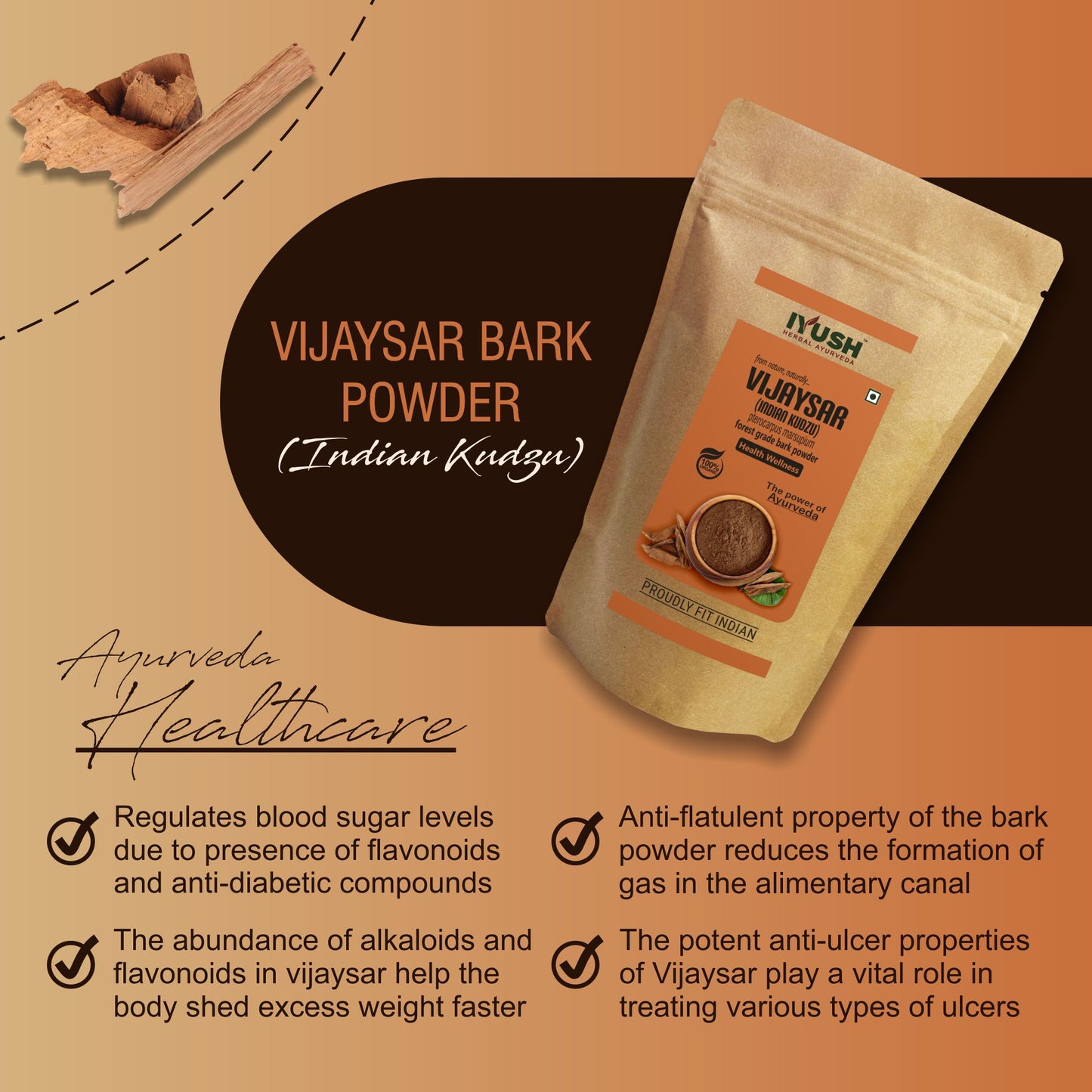 Pure Vijaysar Bark Powder