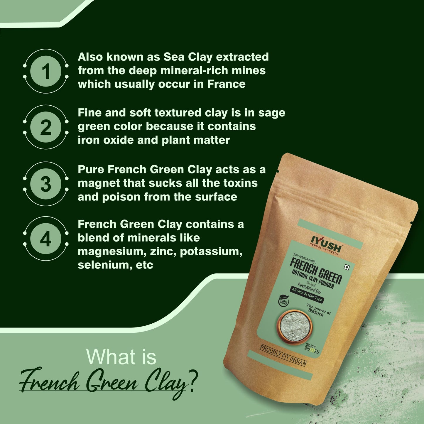 100% Pure  French Green Clay Powder