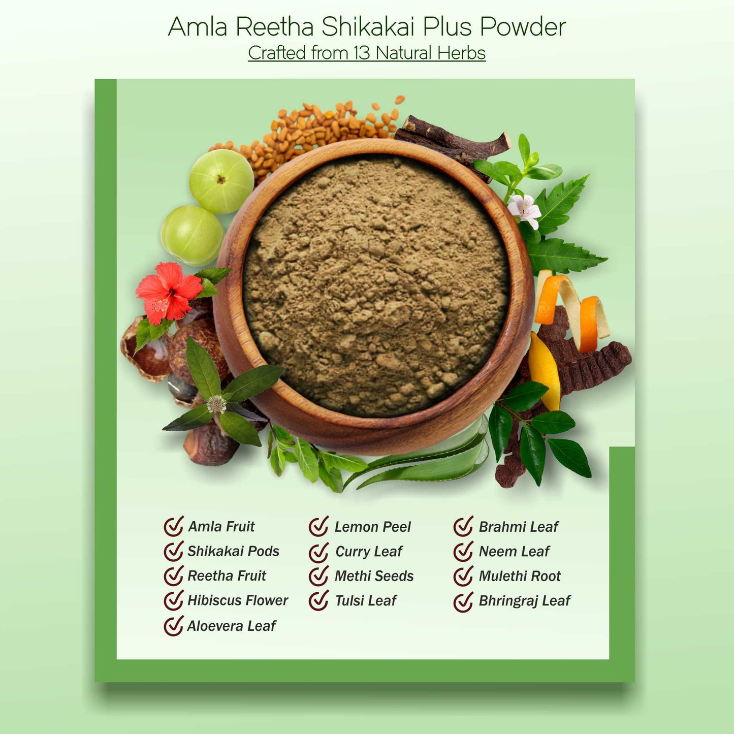 Amla Reetha Shikakai Plus Powder with Herbal Henna and Indigo Leaf Powder for Holistic Hair Wellness – Pack of 3, 100gm Each