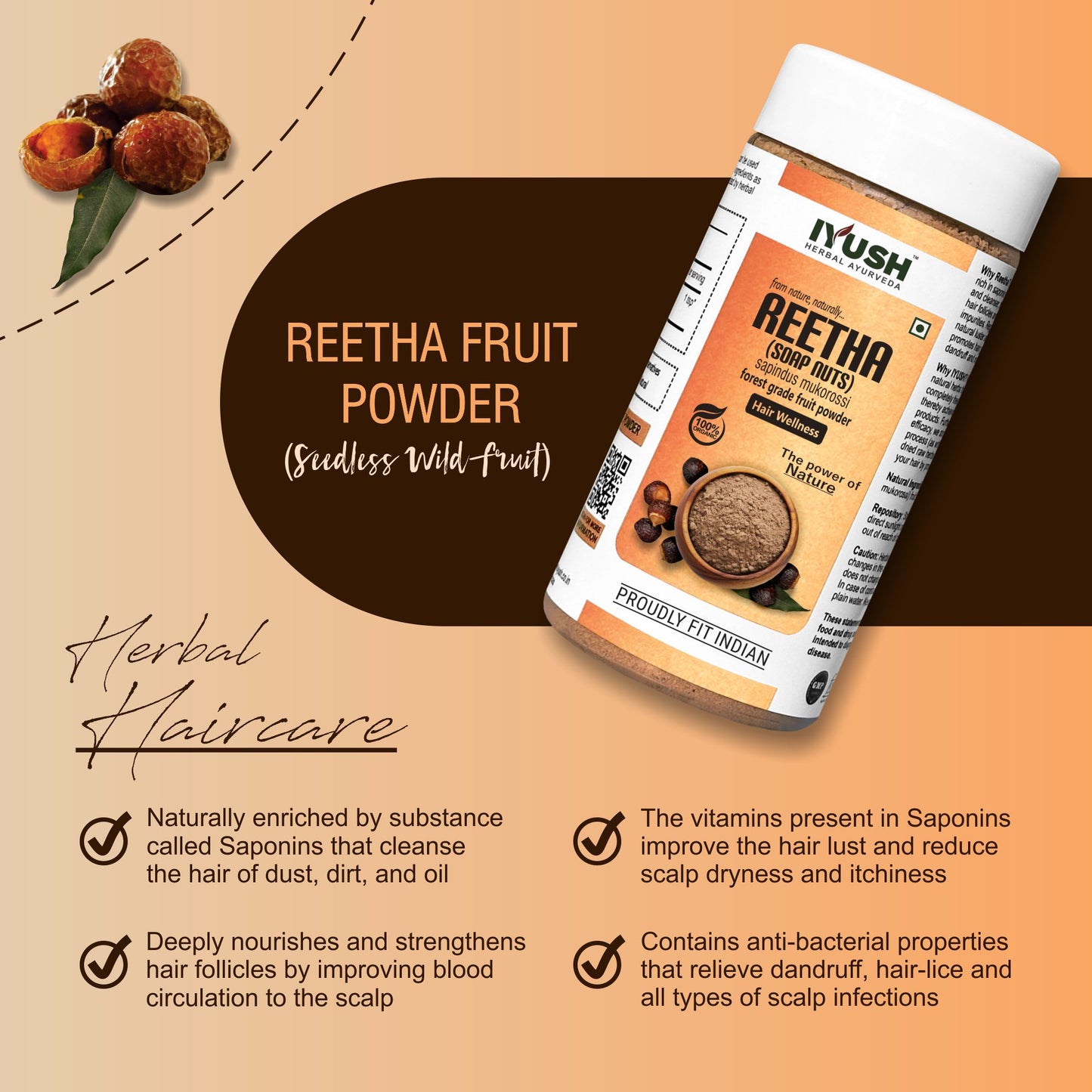 Pure Reetha Fruit Powder