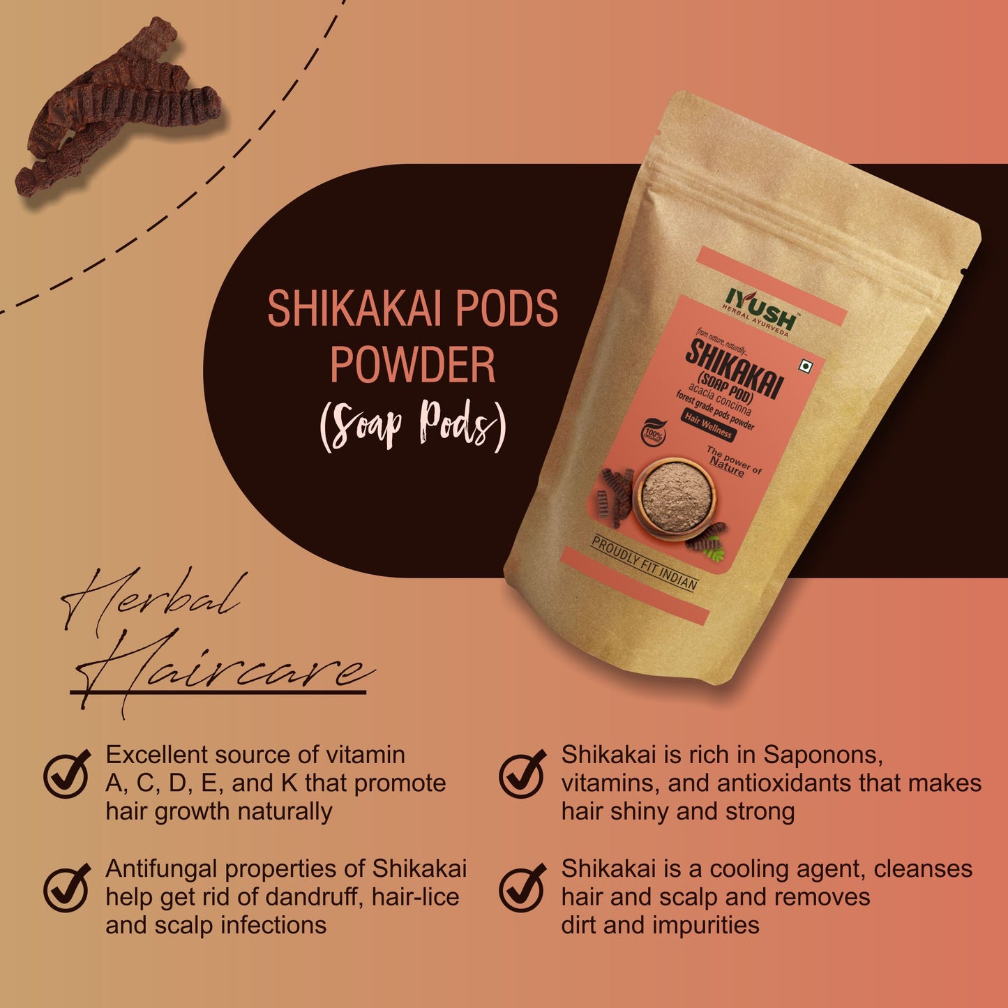 Pure Shikakai Pods Powder