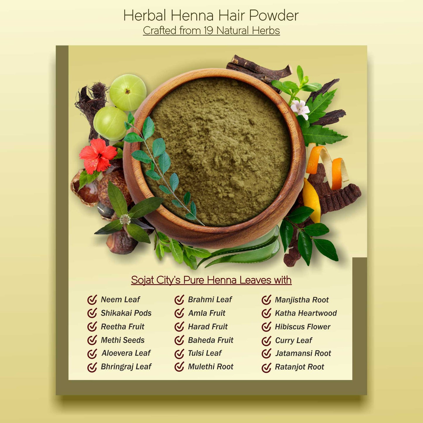 Herbal Henna, Hibiscus Flower and Indigo Leaf Powder for Holistic Hair Wellness – Pack of 3, 100gm Each