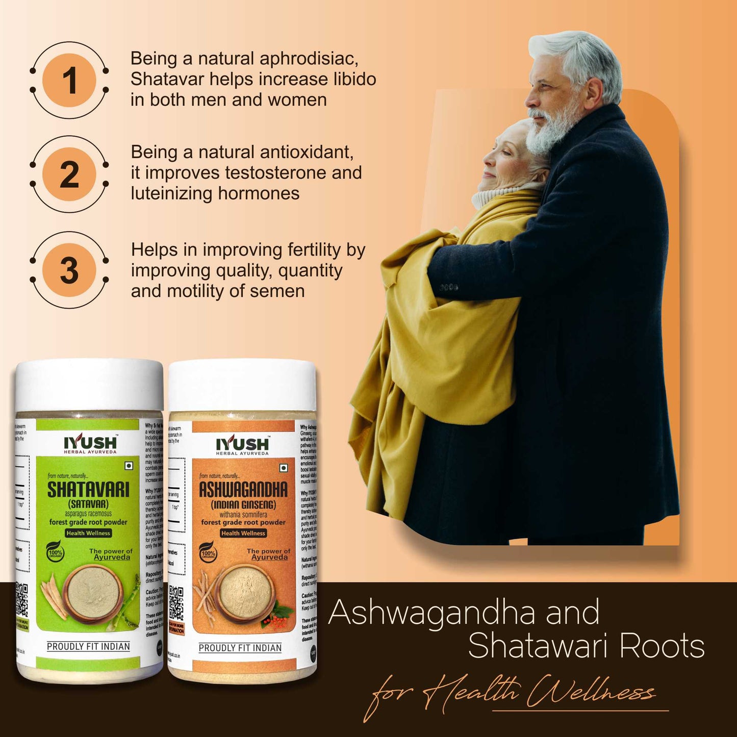 Premium Ashwagandha and Shatavari Root Powder for Holistic Health Wellness - Pack of 2, 100gm Each