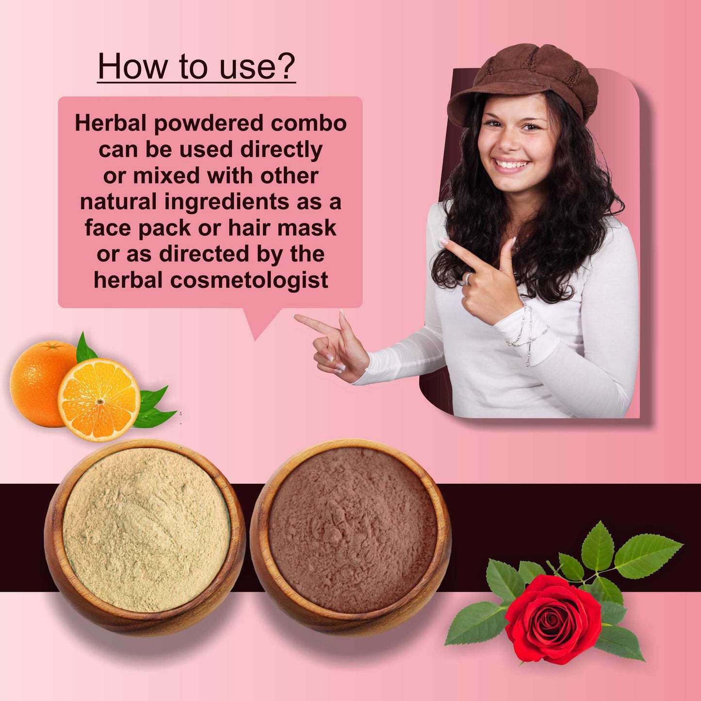 Premium Orange Peel and Rose Petal Powder for Holistic Skin and Hair Wellness – Pack of 2, 100gm Each