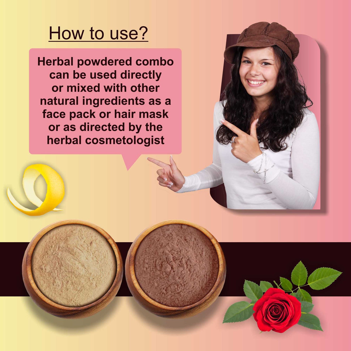 Premium Rose Petal and Lemon Peel Powder for Holistic Skin and Hair Wellness – Pack of 2, 100gm Each