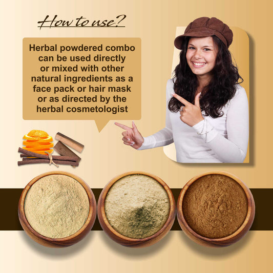 Premium Mulethi, Orange Peel and Sandalwood Powder for Holistic Skin and Hair Wellness – Pack of 3, 100gm Each