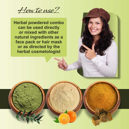 Premium Kasturi Haldi, Neem Leaf and Orange Peel Powder for Holistic Skin and Hair Wellness – Pack of 3, 100gm Each