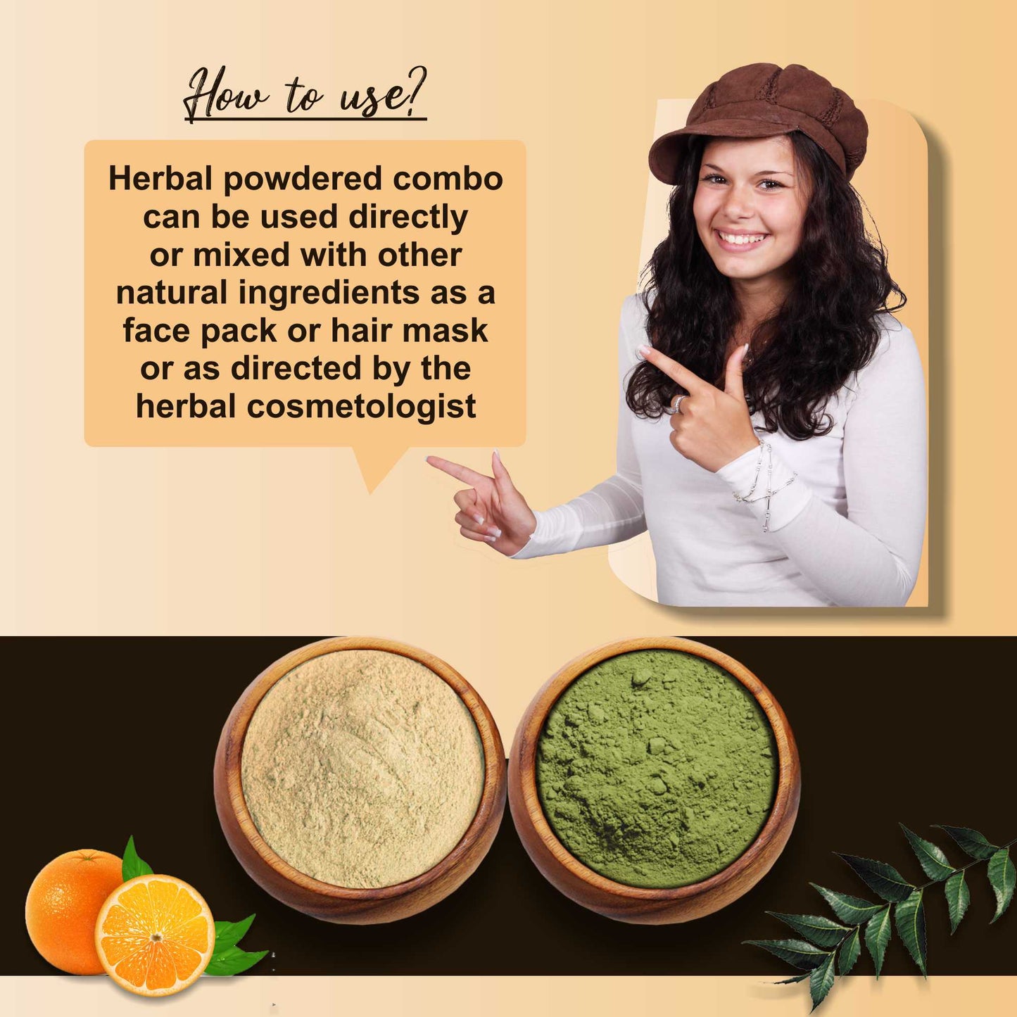 Premium Neem Leaf and Orange Peel Powder for Holistic Skin and Hair Wellness – Pack of 2, 100gm Each