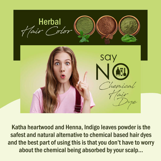 Premium Herbal Henna, Katha and Indigo Leaf Powder for Holistic Hair Wellness – Pack of 3, 100gm Each