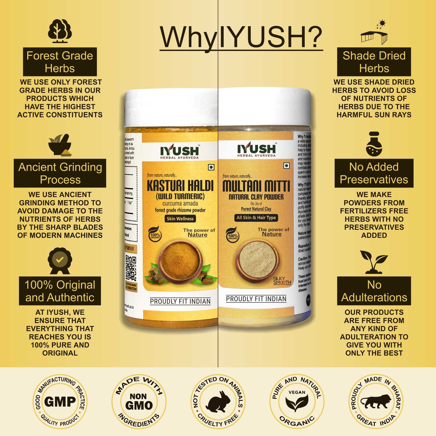 Premium Kasturi Haldi and Multani Mitti Powder for Holistic Hair and Skin Wellness – Pack of 2, 100gm + 150gm